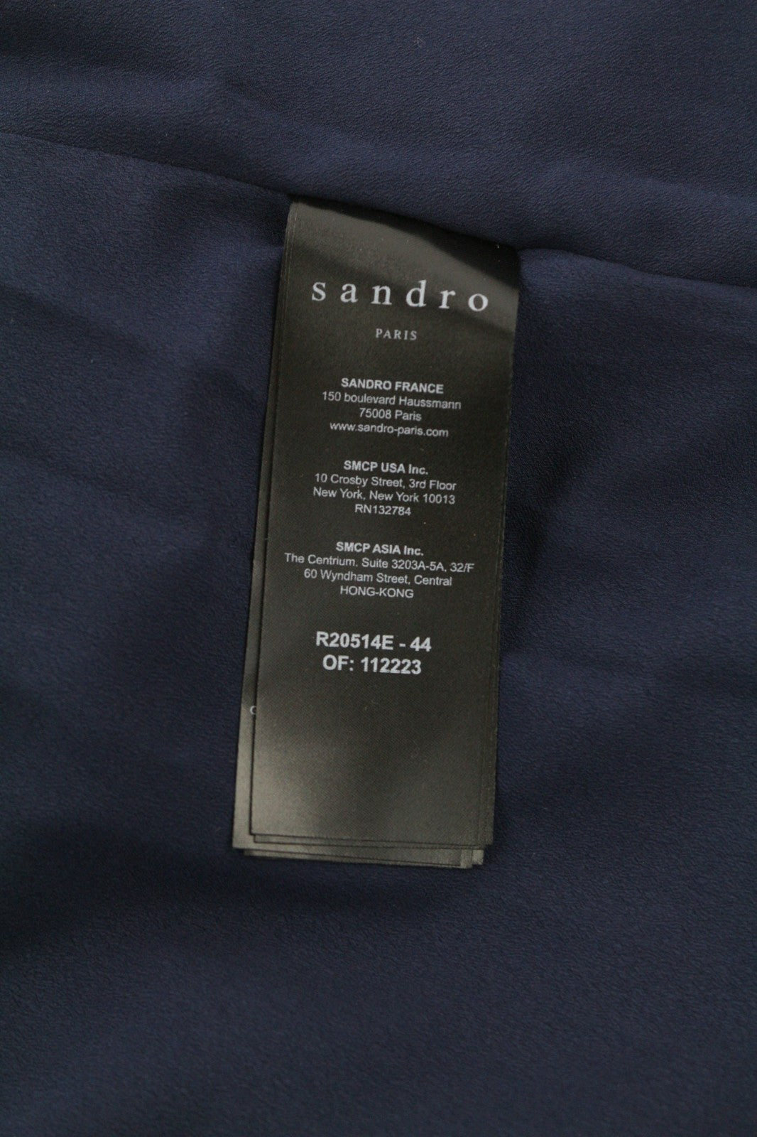 SANDRO moteriška 40 dydžio tamsiai mėlyna suknelė su nėriniuota nugara, užtrauktuku ilgomis rankovėmis, pamušalu 