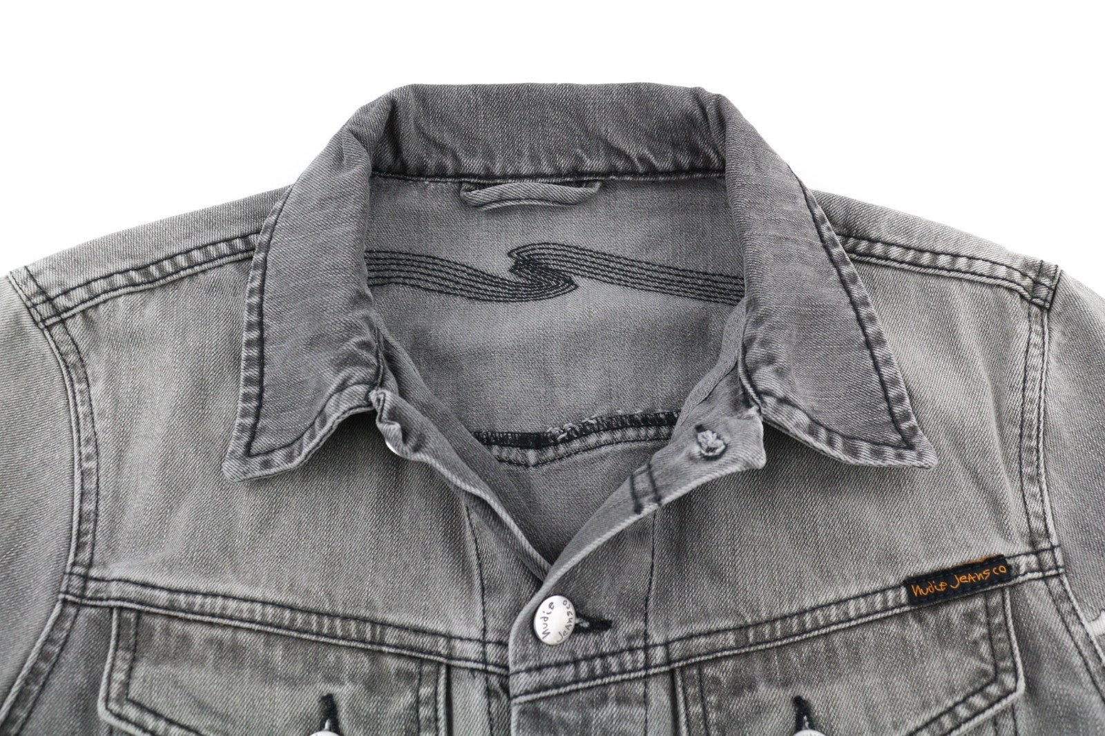 NUDIE JEANS Conny Org. Fog Men's S Button Grey Polo Organic Cotton Jacket