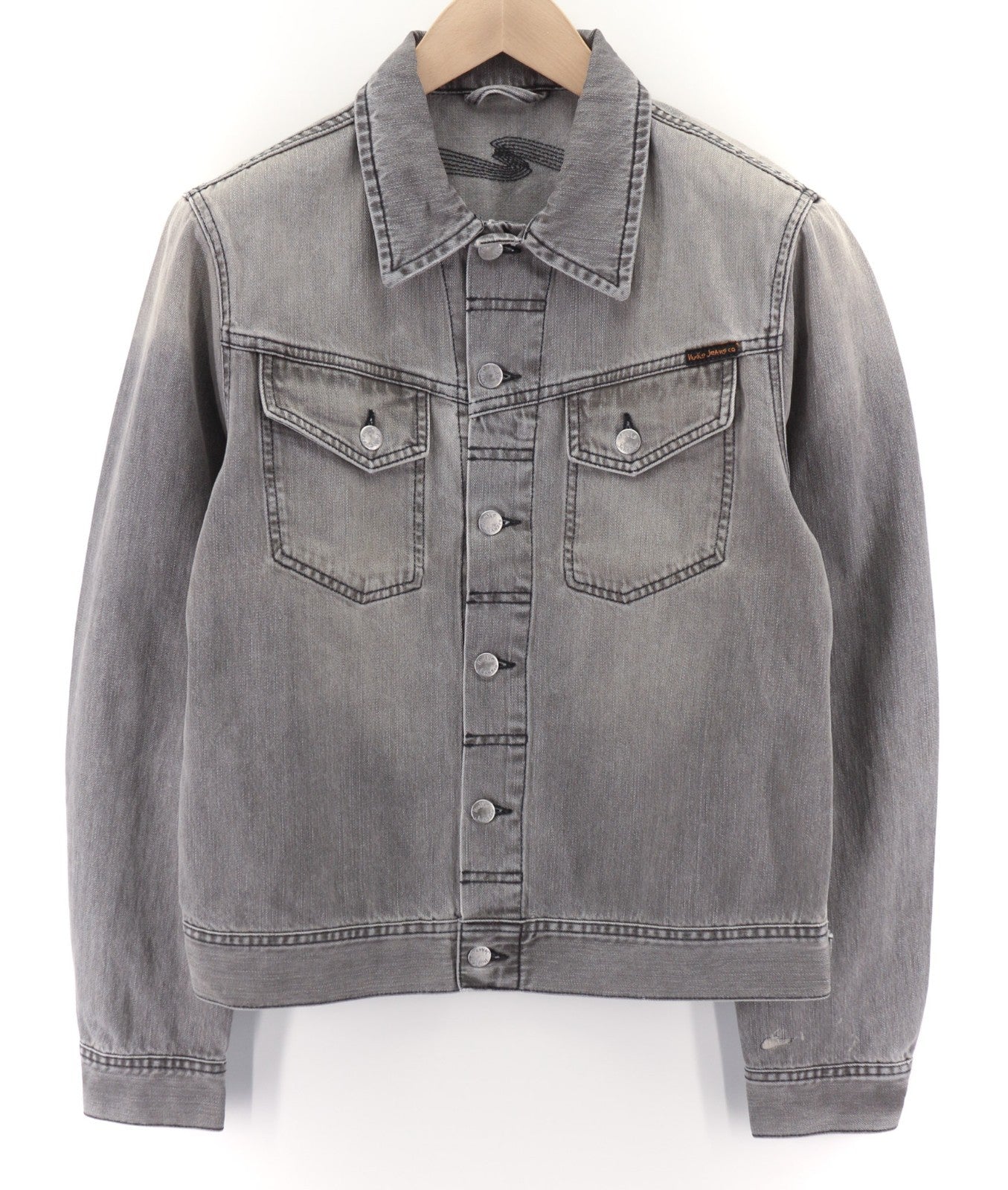 NUDIE JEANS Conny Org. Fog Men's M Grey Regular Polo Neck Organic Denim