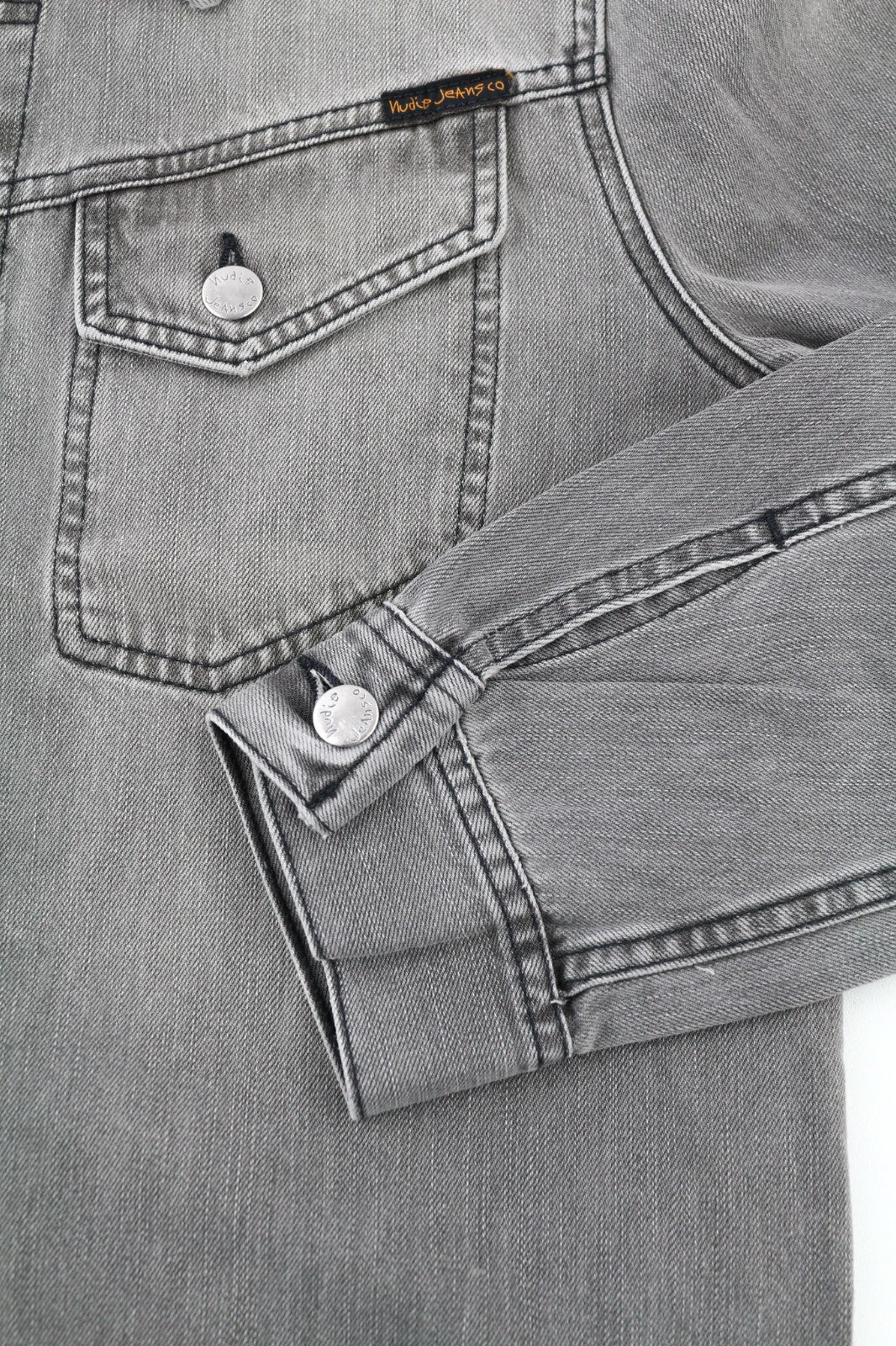 NUDIE JEANS Conny Org. Fog Men's M Grey Regular Polo Neck Organic Denim