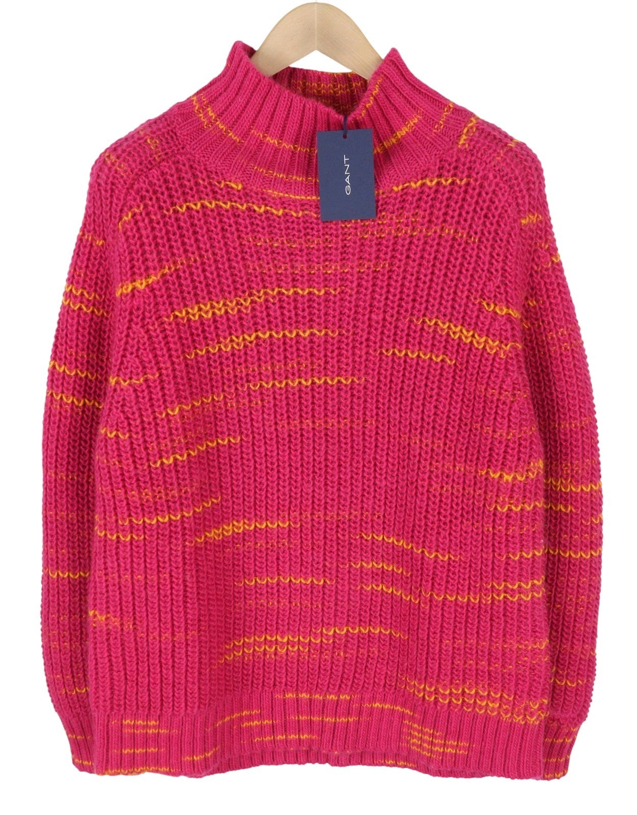 GANT Multi Color Turtleneck Women Jumper M Peacock Pink Wool Tight Knit Pullover