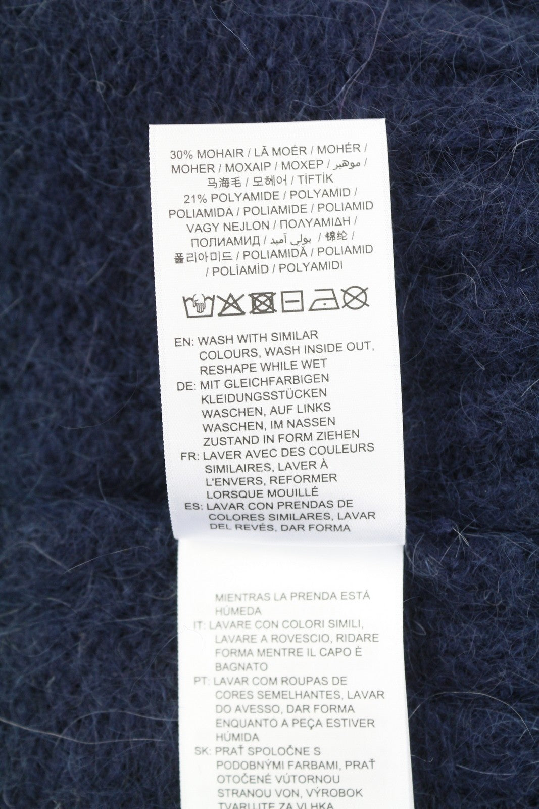 GANT Mohair V-Neck Women Jumper M Evening Blue Wool Blend Tight-Knit Pullover