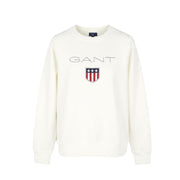 GANT Shield C-Neck Men Sweatshirt M Eggshell White Embroidered Logo Pullover