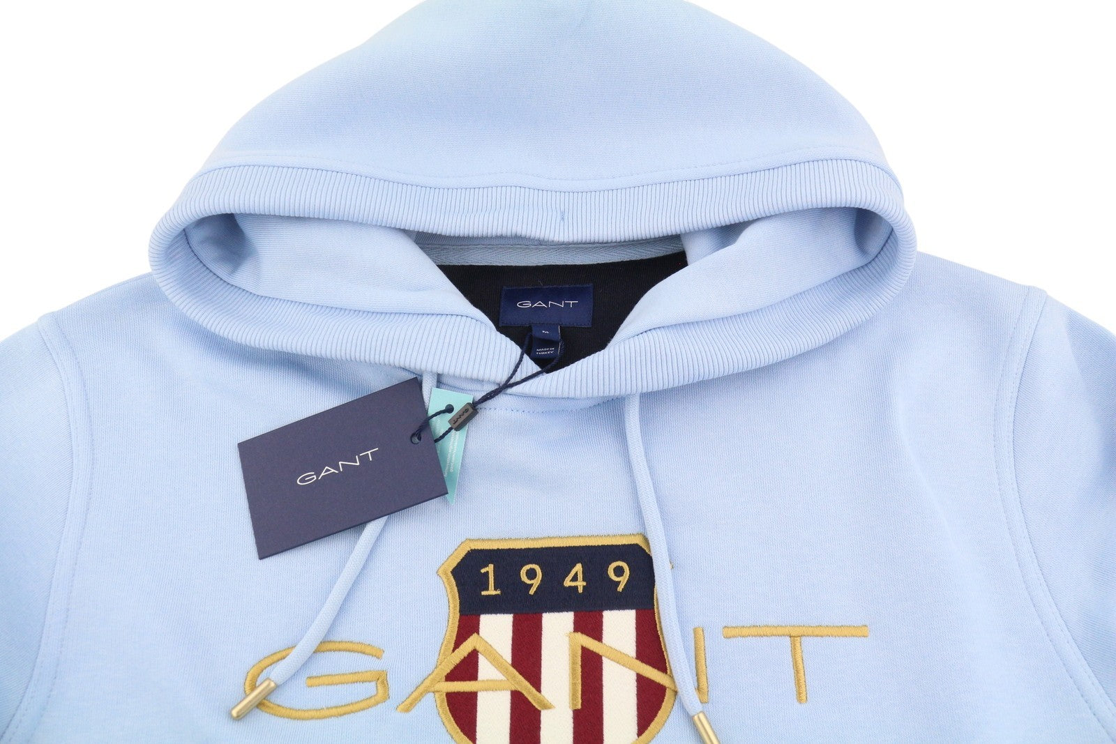 GANT Archive Shield vyriškas džemperis su gobtuvu M, mėlynas, siuvinėtas kengūros raštas, RRP179 