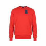 GANT Stretch Cotton Contrast C-Neck Men Jumper L Lava Red Tight-Knit Pullover