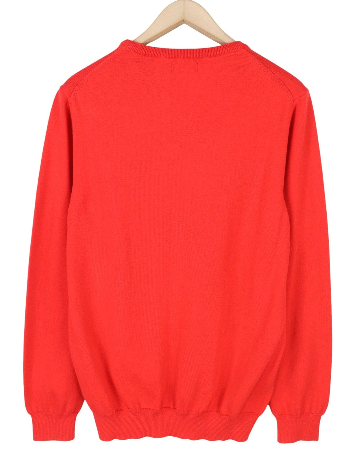 GANT Stretch Cotton Contrast C-Neck Men Jumper L Lava Red Tight-Knit Pullover