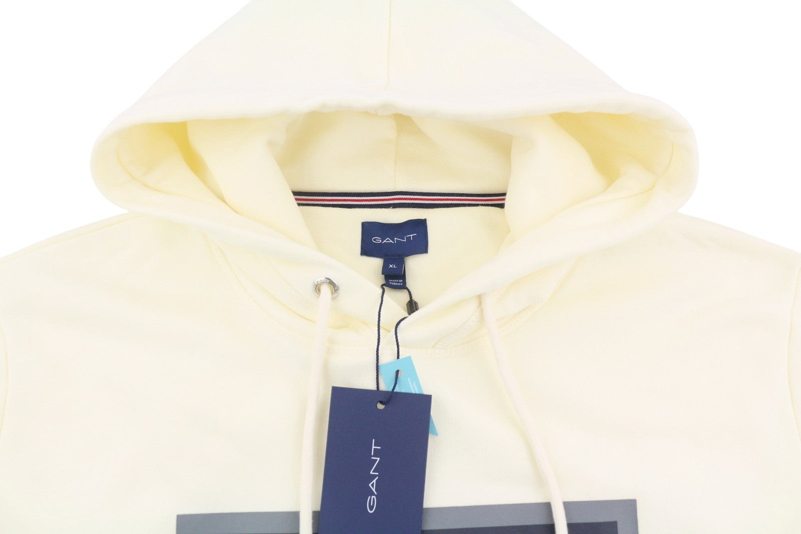 GANT Retro Shield Men Hoodie XL Eggshell Patch Long Sleeve Pullover Ivory RRP199