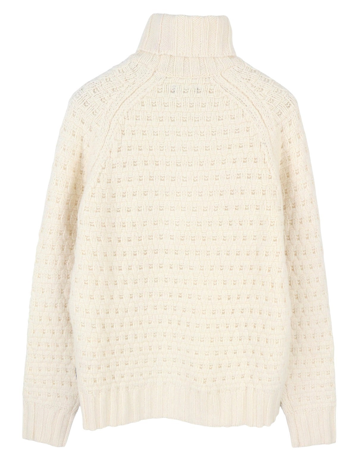 GANT Chunky Texture Turleneck Men Jumper M Cream Wool Blend Knitted Pullover