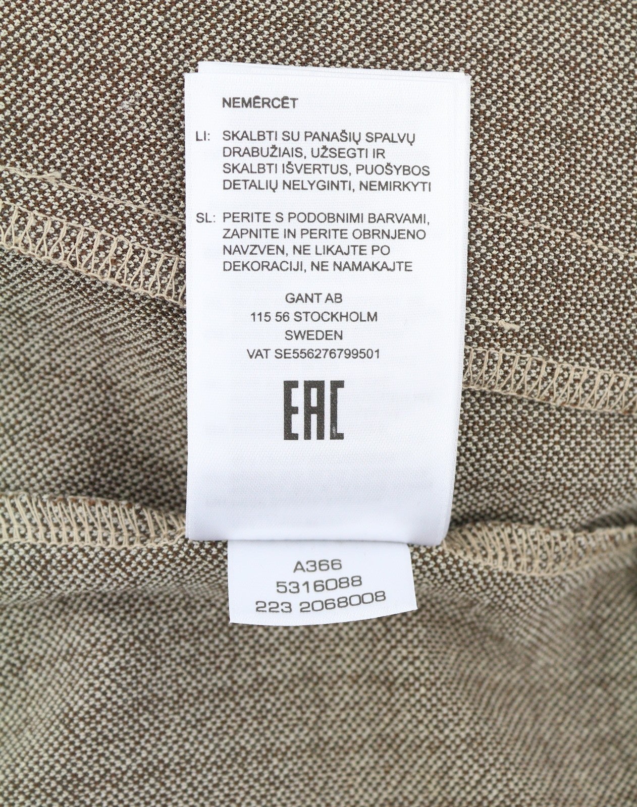 GANT Houndstooth Men Sweatshirt L Chocolate Brown High Neck Full Zip RRP180