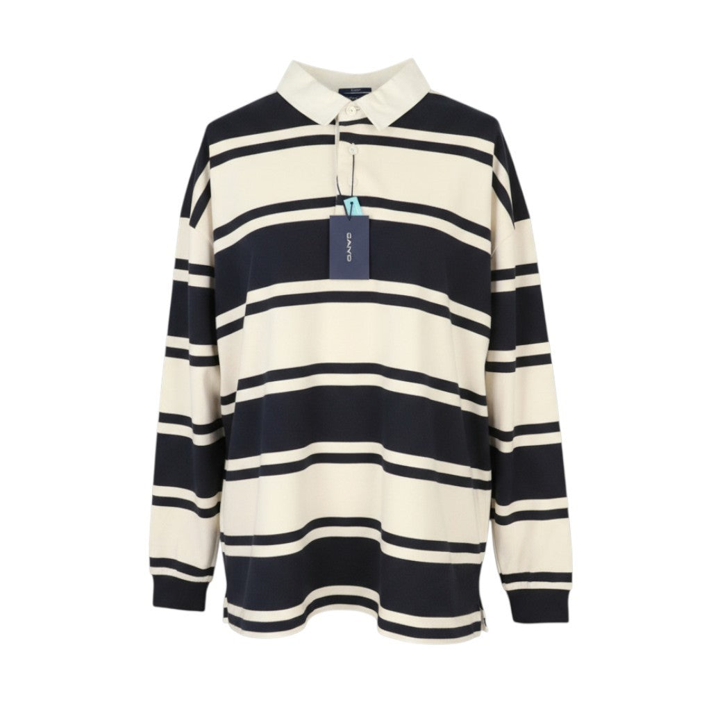 GANT Barstripe Heavy Rugger Men Sweatshirt 3XL Evening Blue Relaxed Rugby RRP119