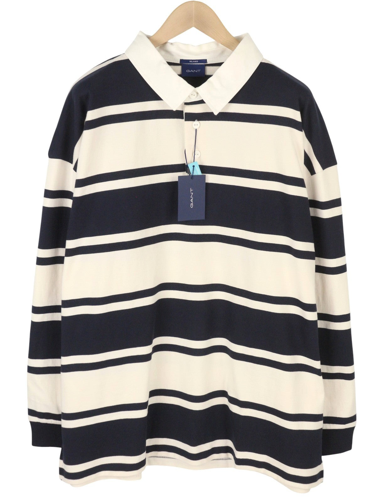 GANT Barstripe Heavy Rugger Men Sweatshirt 3XL Evening Blue Relaxed Rugby RRP119