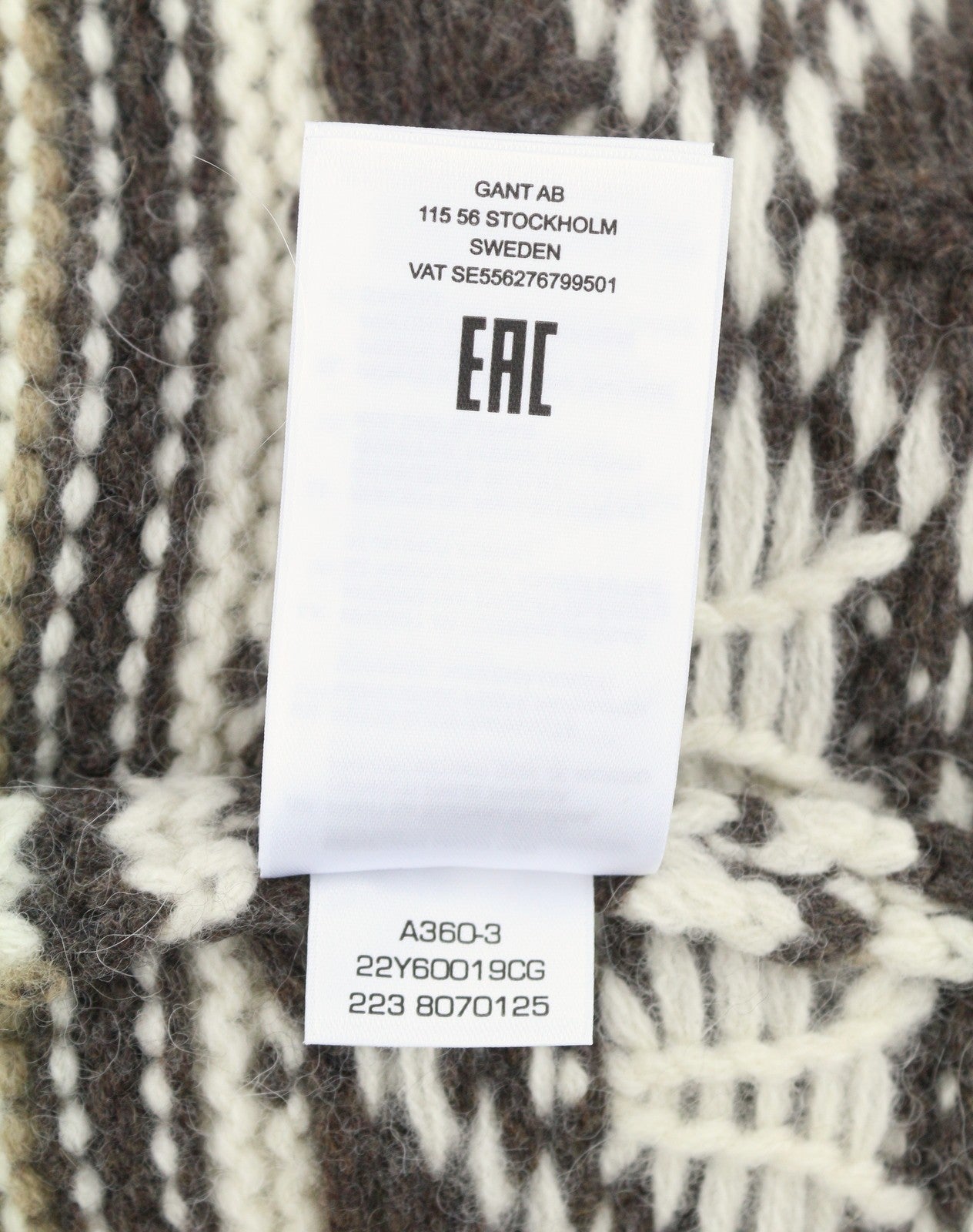 GANT Oversized Diamond Men Jumper M Brown Melange Wool Alpaca Pullover RRP249