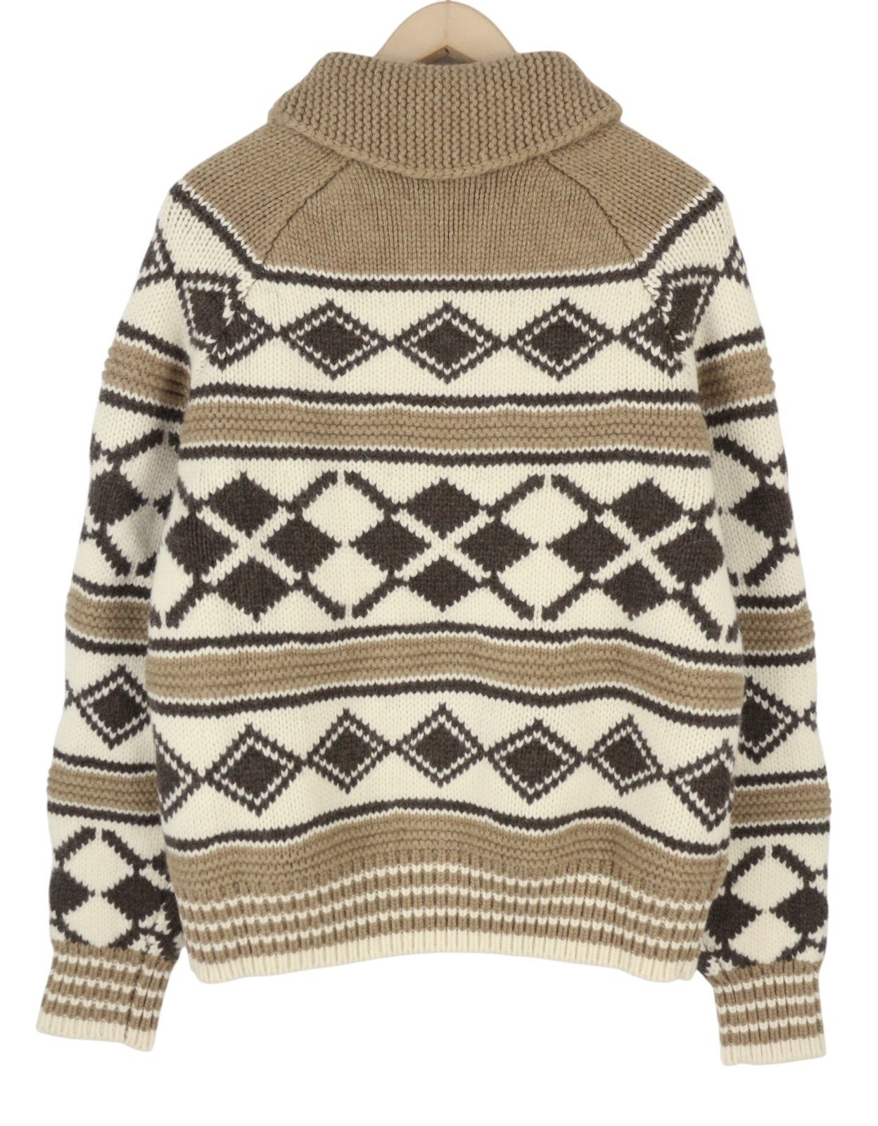 GANT Oversized Diamond Men Jumper M Brown Melange Wool Alpaca Pullover RRP249