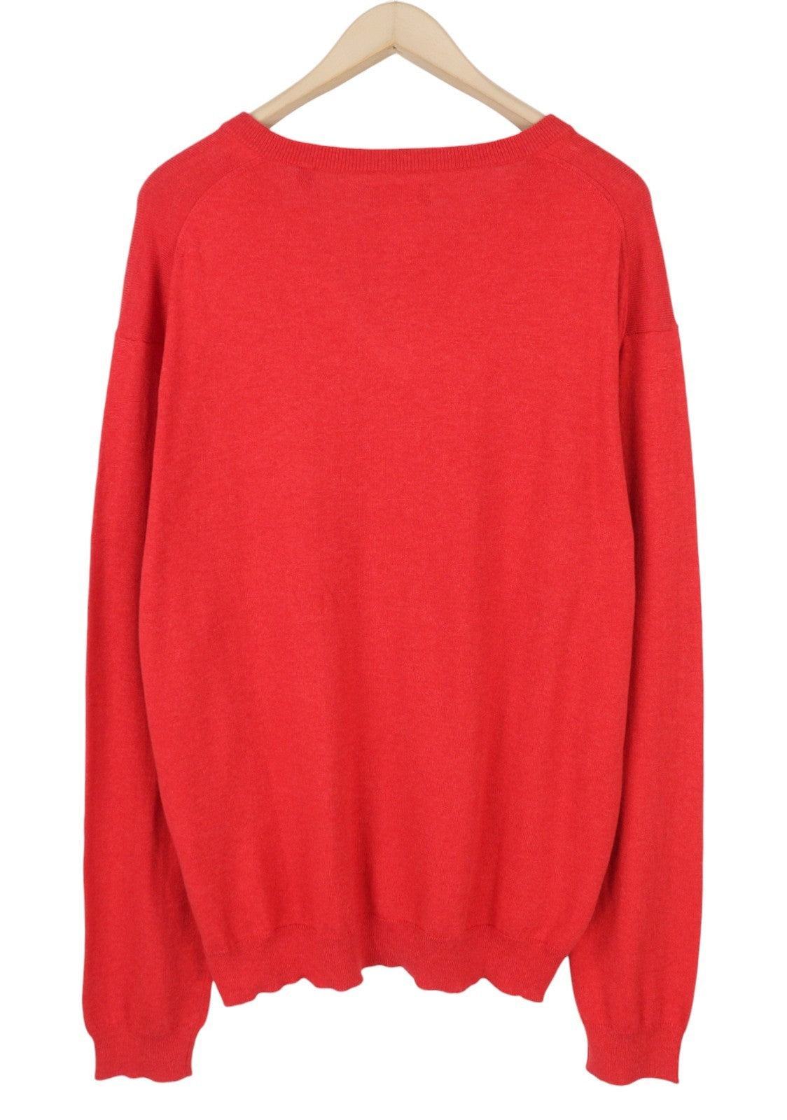 GANT Cotton Wool V-Neck Men Jumper 3XL Bright Red Mel Tight-Knit Logo Pullover