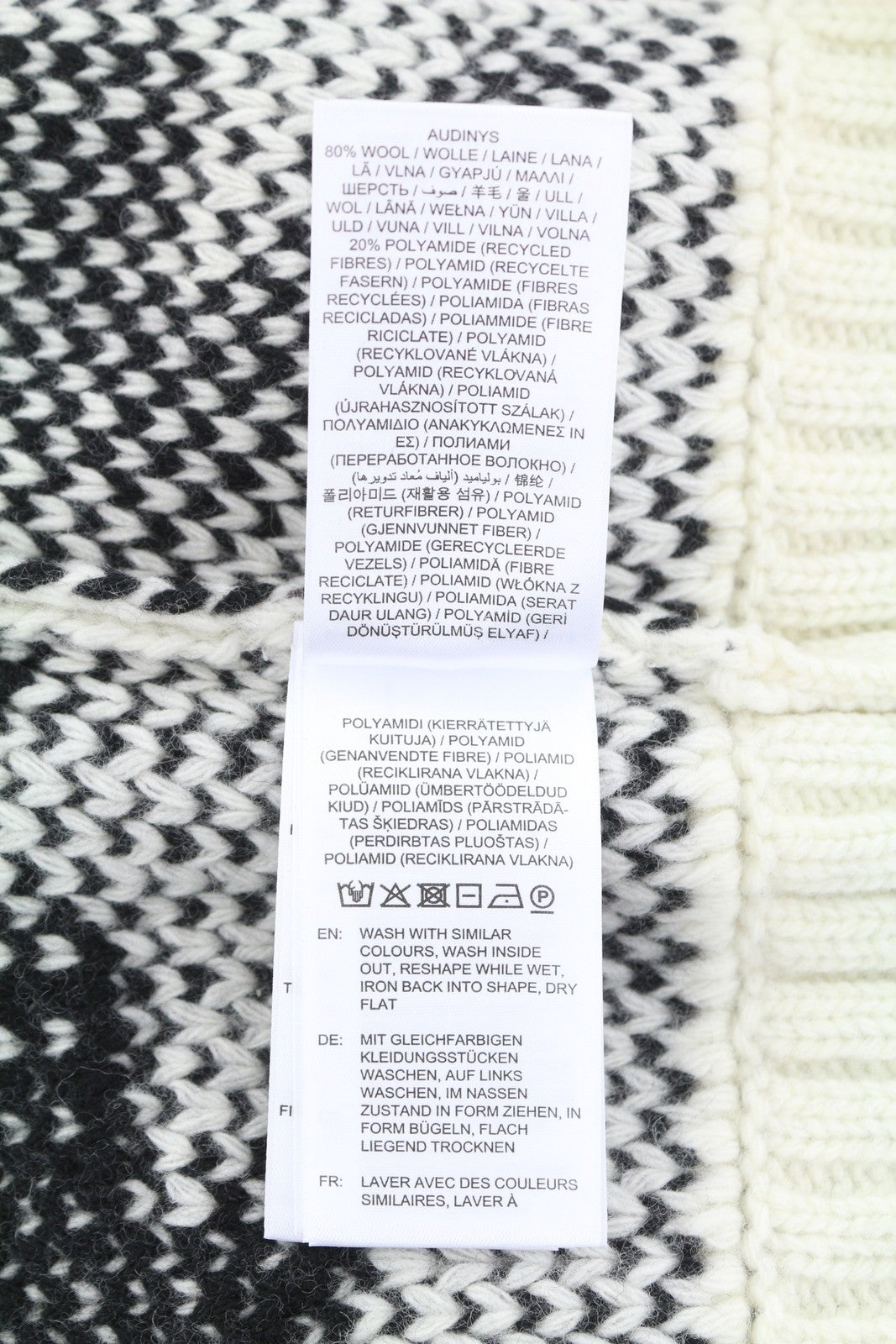 GANT Houndstooth Rollneck Men Jumper XL Cream Wool Thick Knit Pullover RRP249