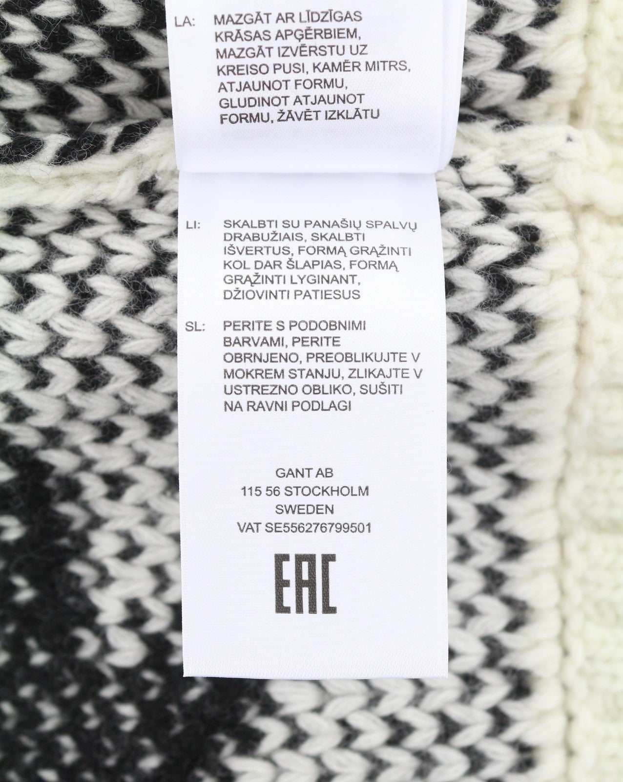 GANT Houndstooth Rollneck Men Jumper XL Cream Wool Thick Knit Pullover RRP249