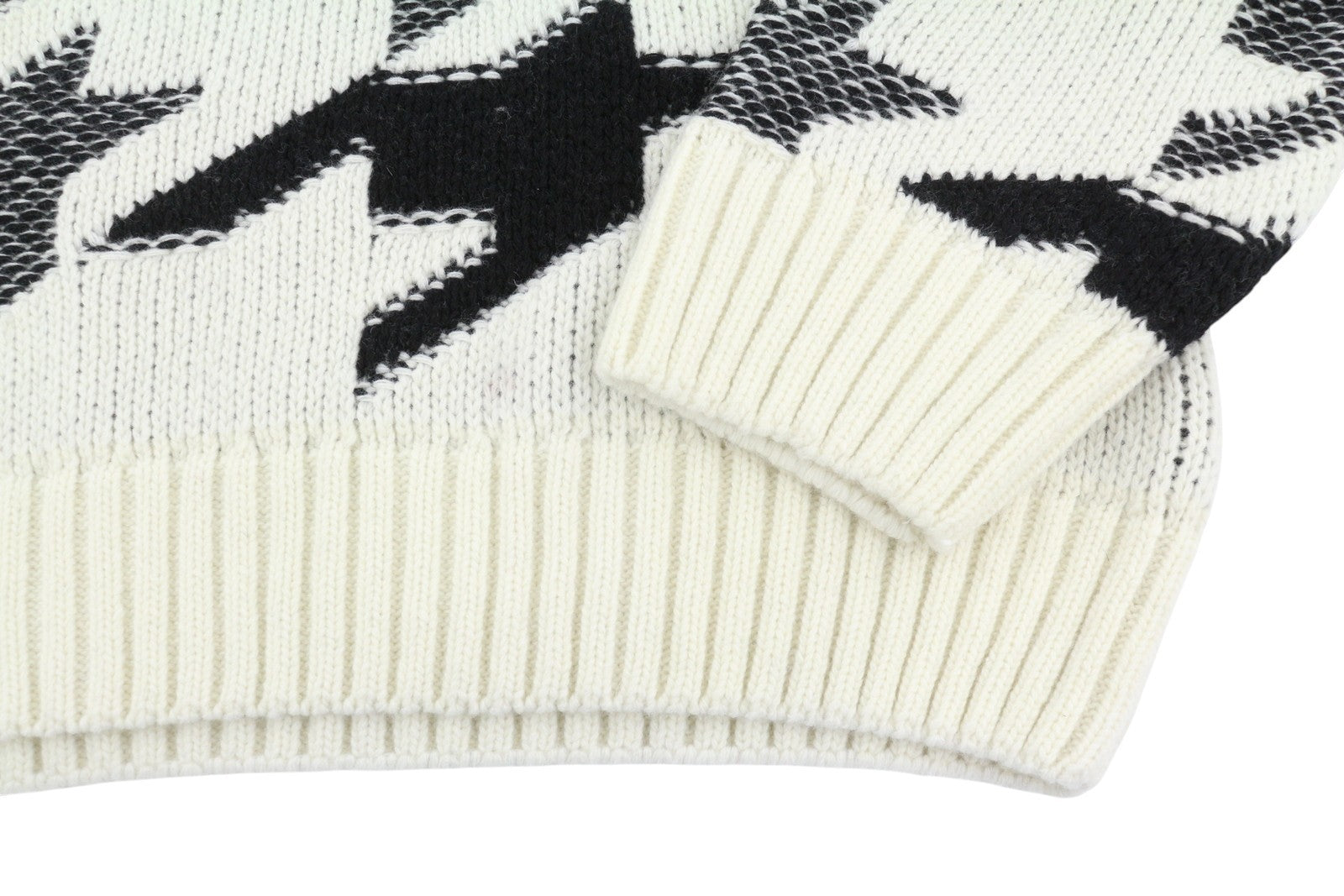 GANT Houndstooth Rollneck Men Jumper XL Cream Wool Thick Knit Pullover RRP249