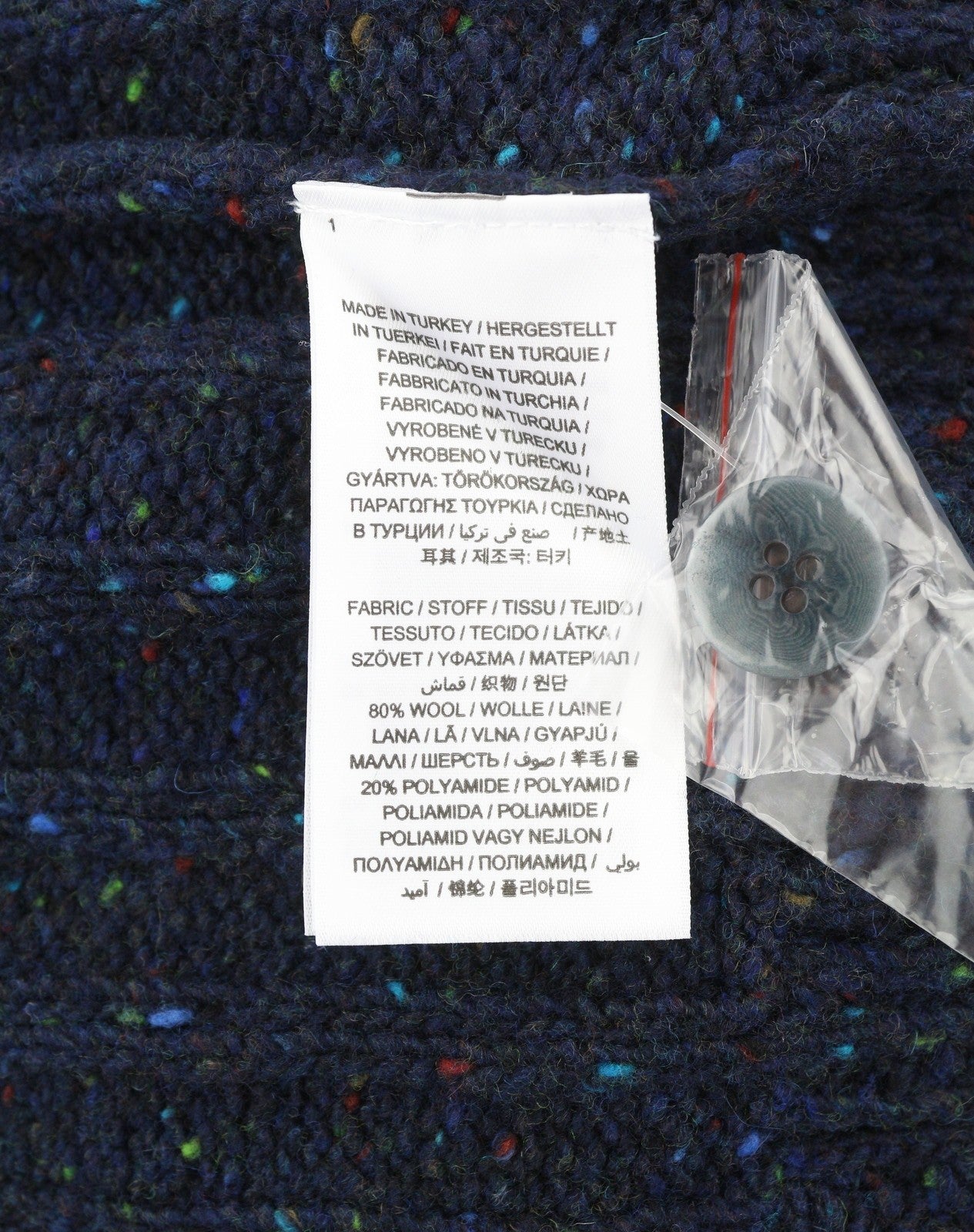 GANT Neps Buttons Mock Neck Men Jumper 2XL Blue Wool Blend Knit Pullover RRP179