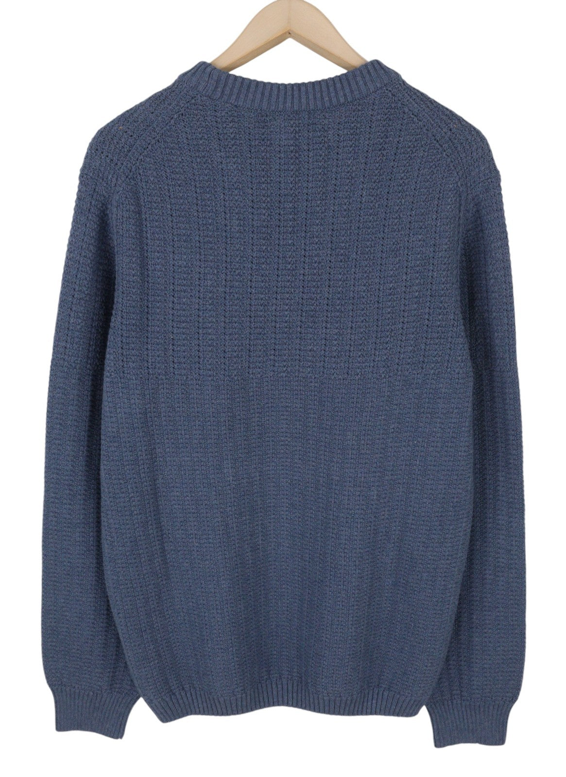 GANT Multi Color Texture C-Neck Men Jumper L Indigo Blue Melange Cotton Pullover