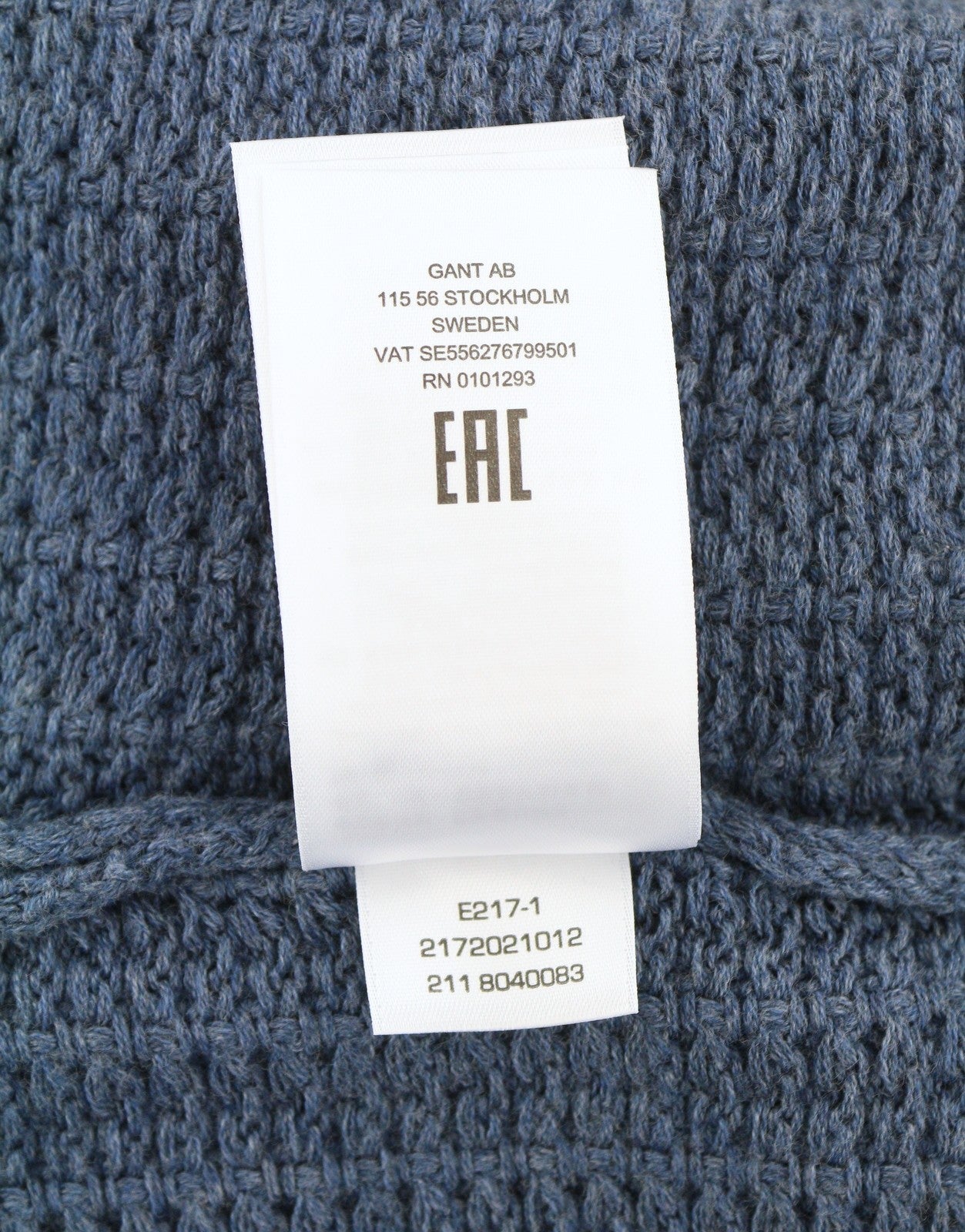 GANT Multi Color Texture C-Neck Men Jumper L Indigo Blue Melange Cotton Pullover