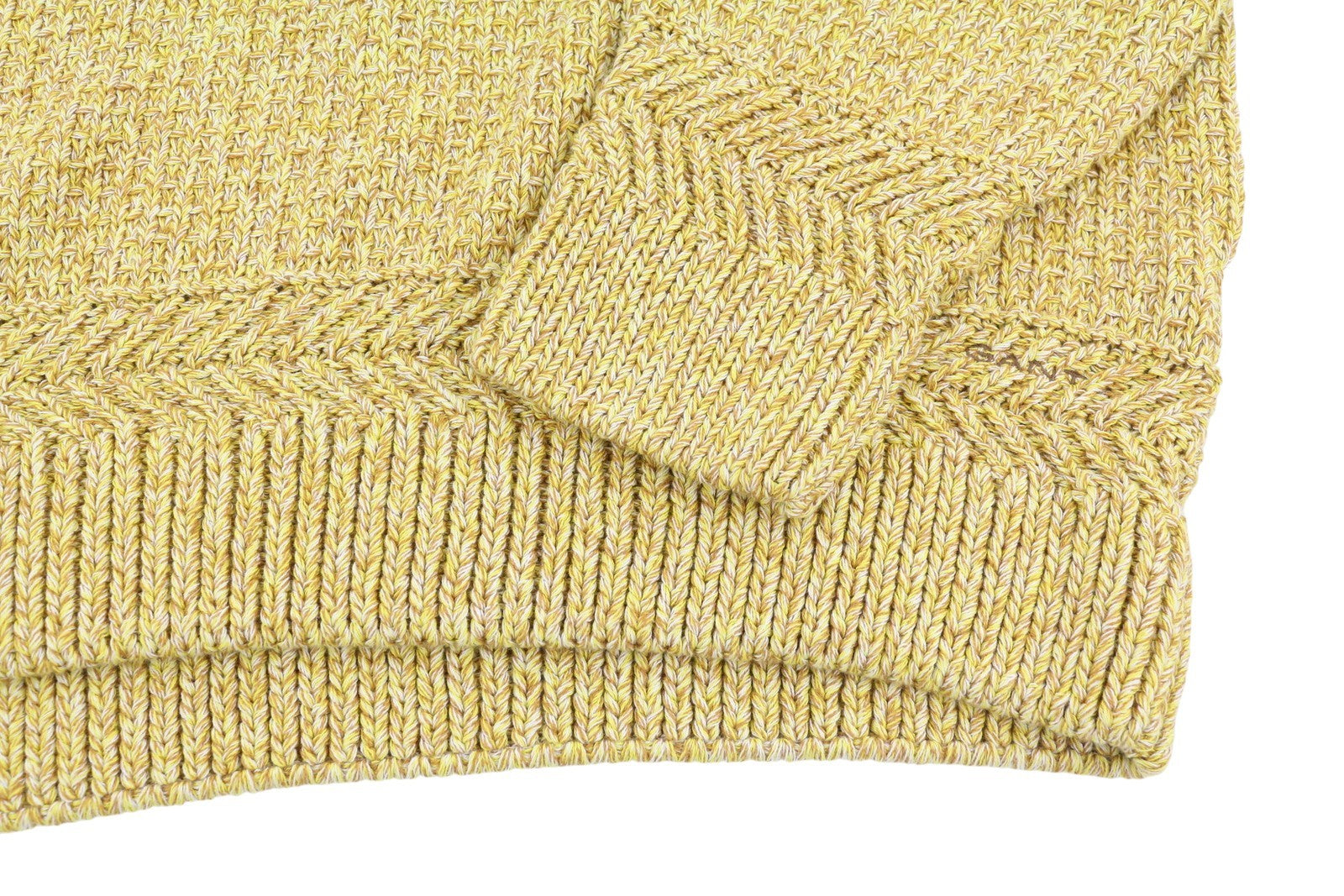 GANT Twisted Color V-Neck Men Jumper XL Brimstone Yellow Melange Knit Pullover