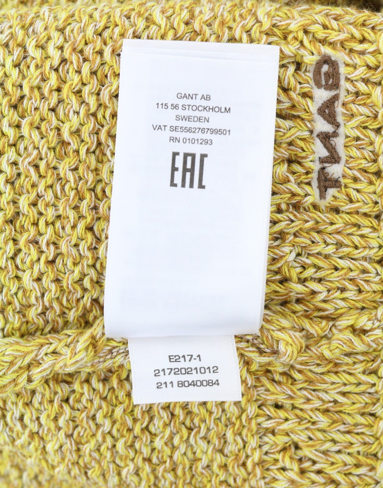 GANT Twisted Color V-Neck Men Jumper XL Brimstone Yellow Melange Knit Pullover