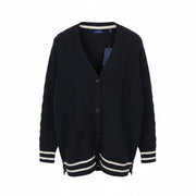 GANT Aran Cable Cardigan Women Jumper M Evening Blue Wool Knit Button-Up Logo