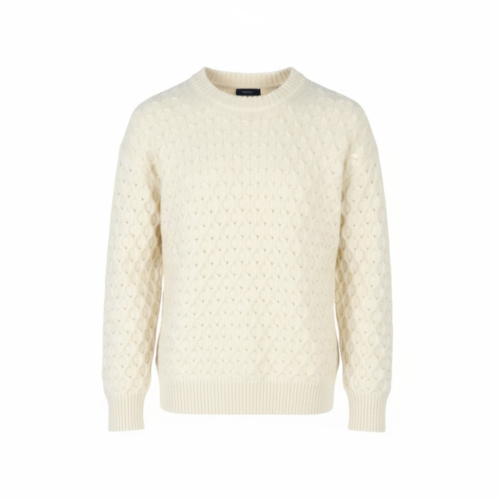 GANT Cable Structure C-Neck Women Jumper L Cream Merino Wool Blend Knit Pullover