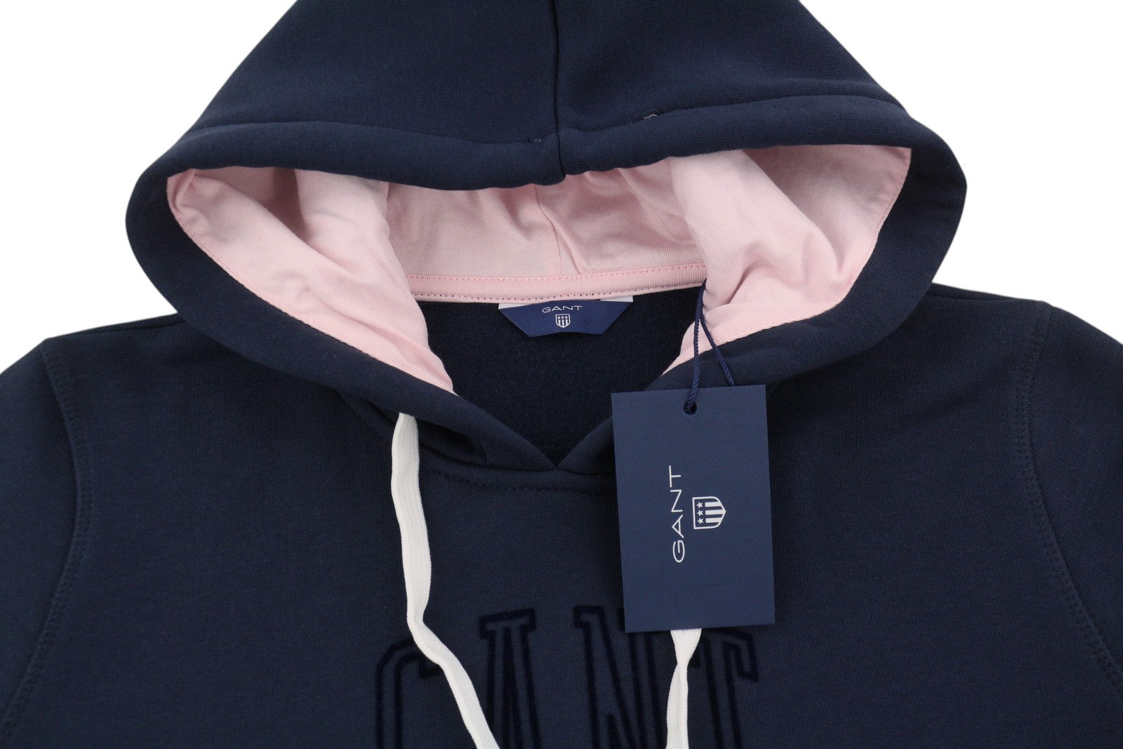 GANT New Haven Women Hoodie M Evening Blue Kangaroo Pocket Hooded Logo Pullover
