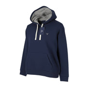 GANT Classic Women Hoodie L Evening Blue Kangaroo Pocket Hooded Logo Pullover