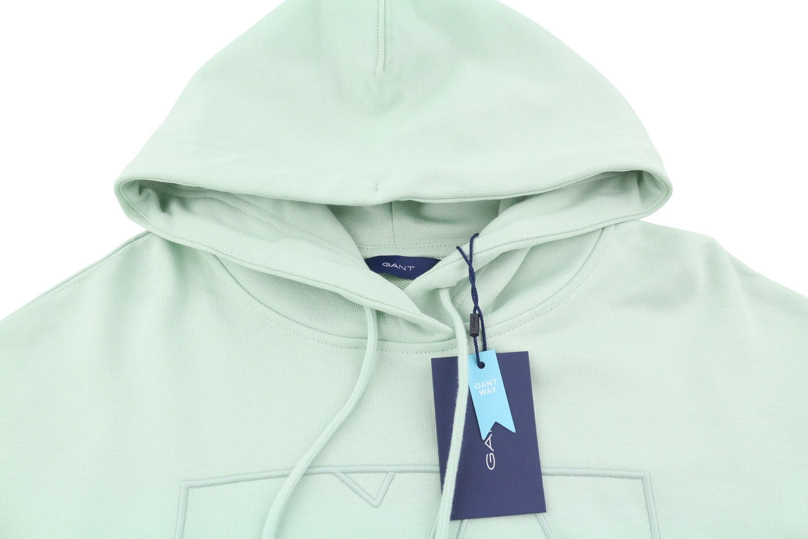 GANT Tonal Emb Quadrat Women Hoodie S Porcelain Green Straps Pullover RRP139