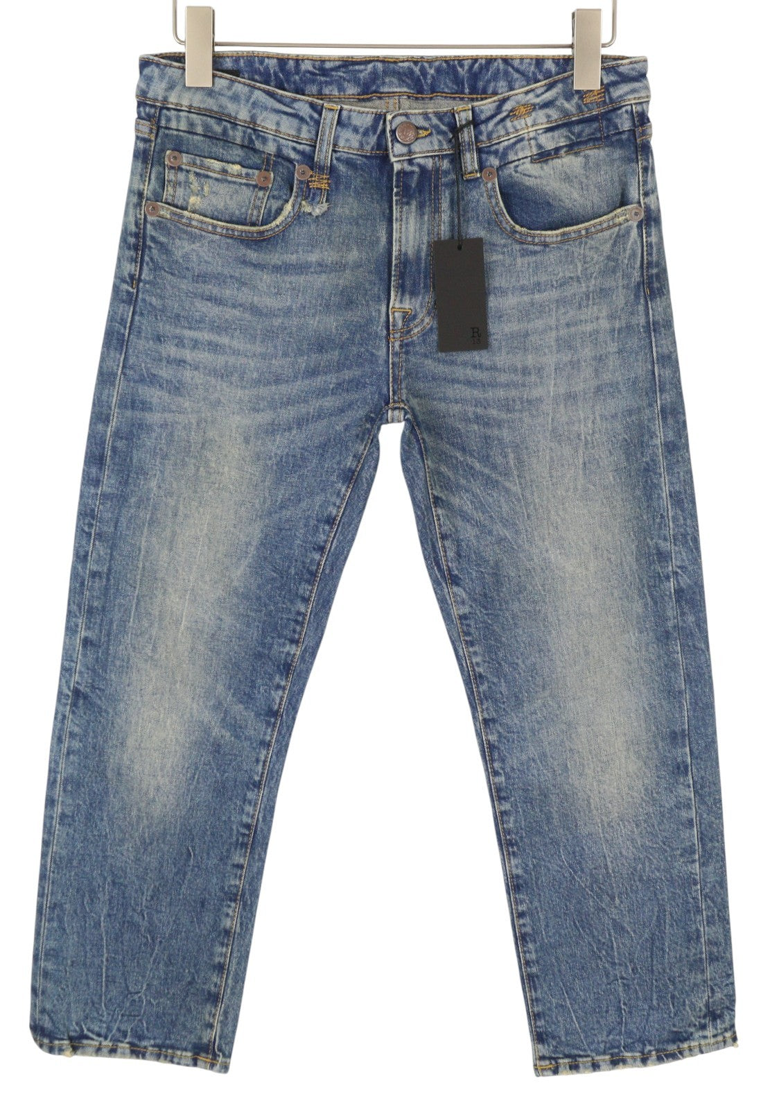 R13 Boy Straight Women Jeans 29 Kelly Stretch Cropped Faded Blue FW25 RRP699