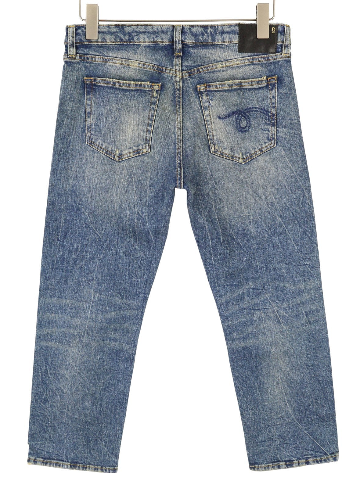 R13 Boy Straight Women Jeans 29 Kelly Stretch Cropped Faded Blue FW25 RRP699