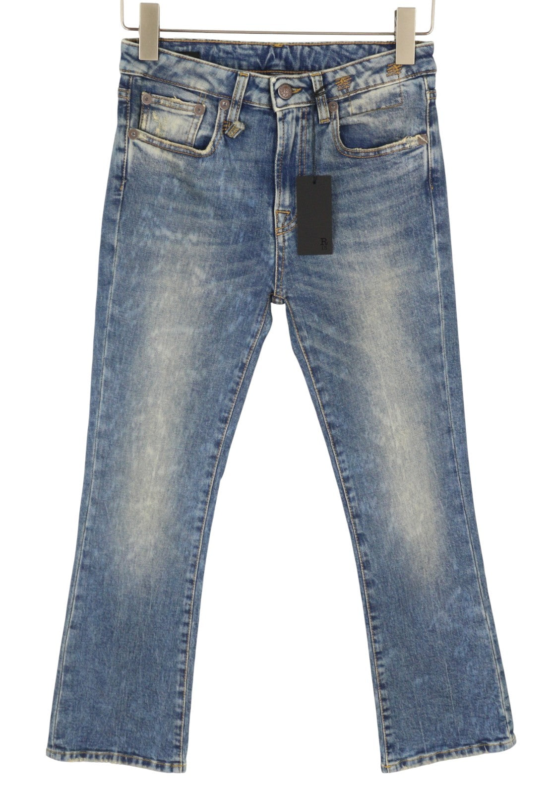 R13 Kick Fit Women Jeans 25 Kelly Stretch Flare Cropped Ankle Faded Blue RRP699