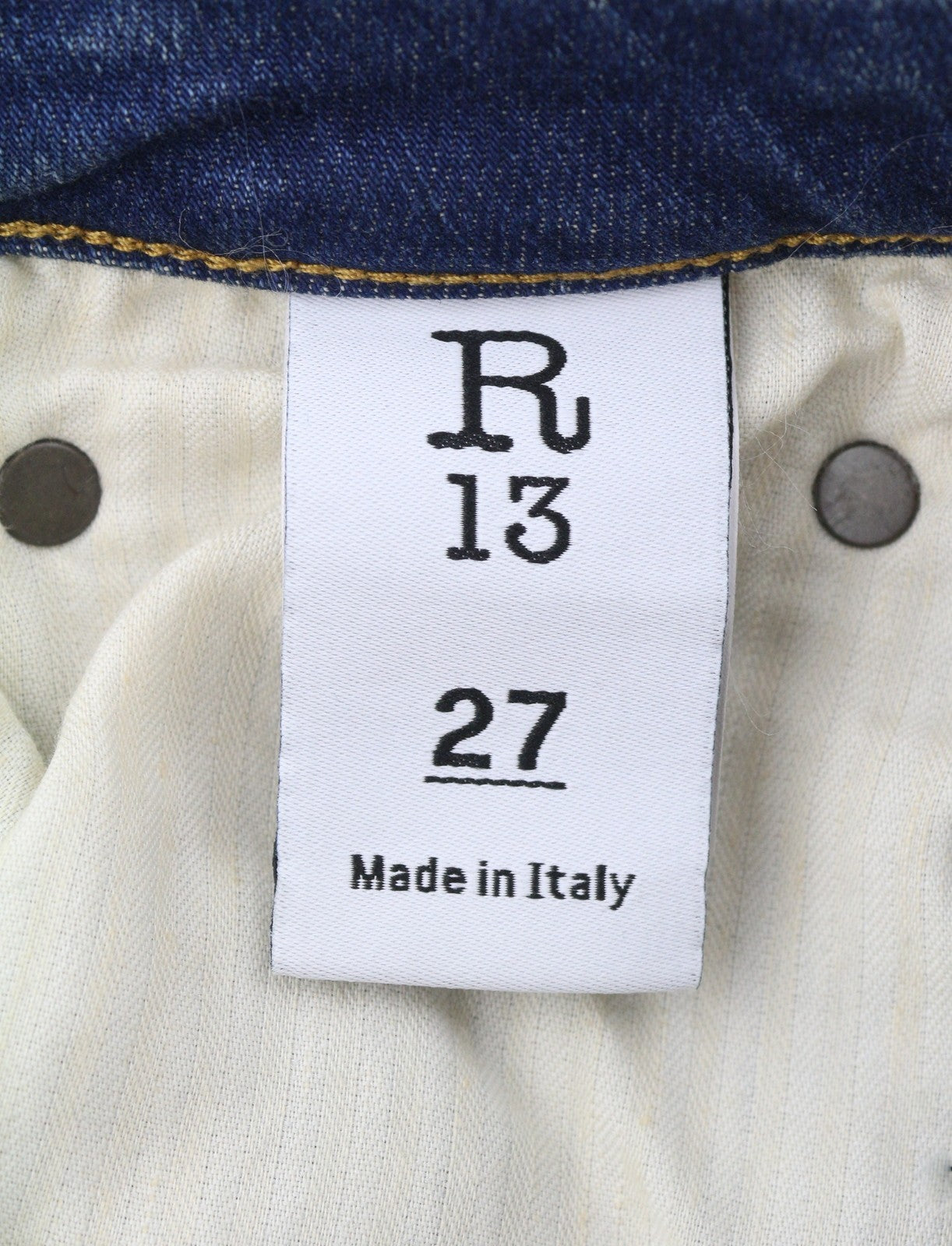 R13 Kate Skinny moteriški džinsai 27 W Let Down Hem Cuff Kinsley Stretch Distress Blue 