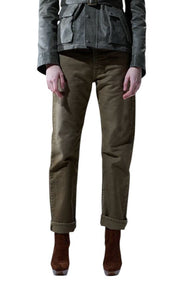 R13 Boyfriend Women Jeans 27 Olive Garment Dyed Moleskin Zip Fly FW25 RRP790
