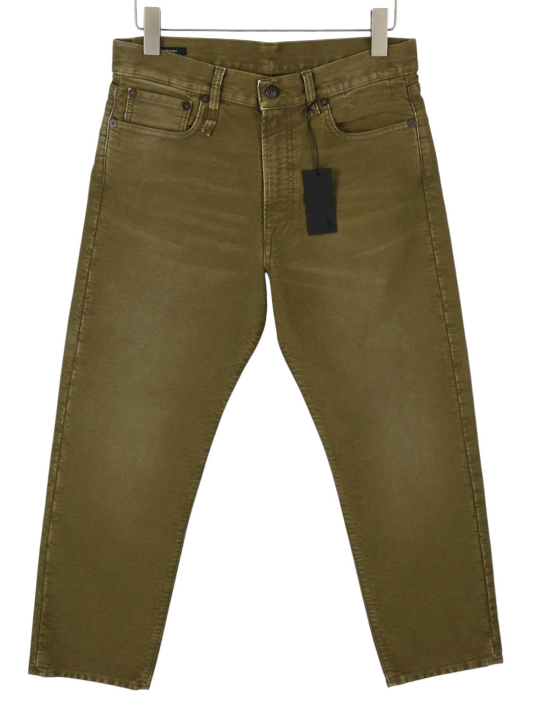 R13 Boyfriend Women Jeans 27 Olive Garment Dyed Moleskin Zip Fly FW25 RRP790