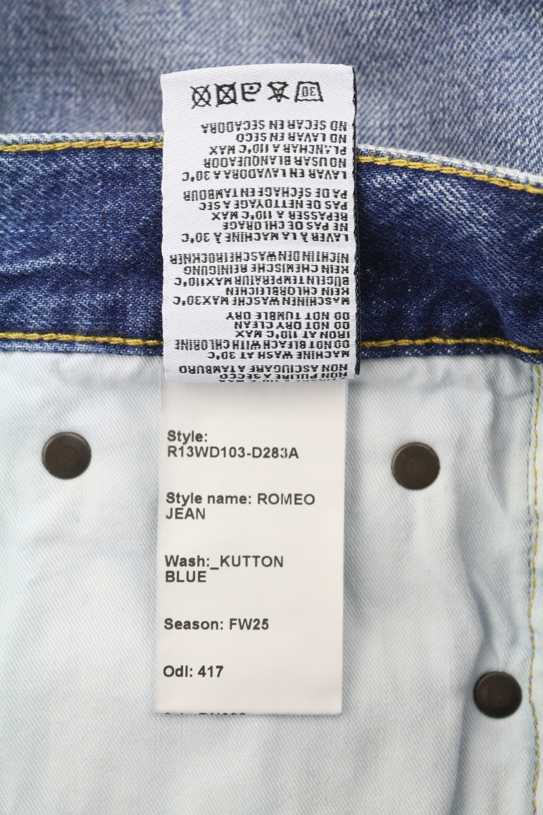 R13 Romeo moteriški džinsai, 26 Hutton mėlyni išblukinto džinso trumpi užtrauktuku, FW25, RRP799 