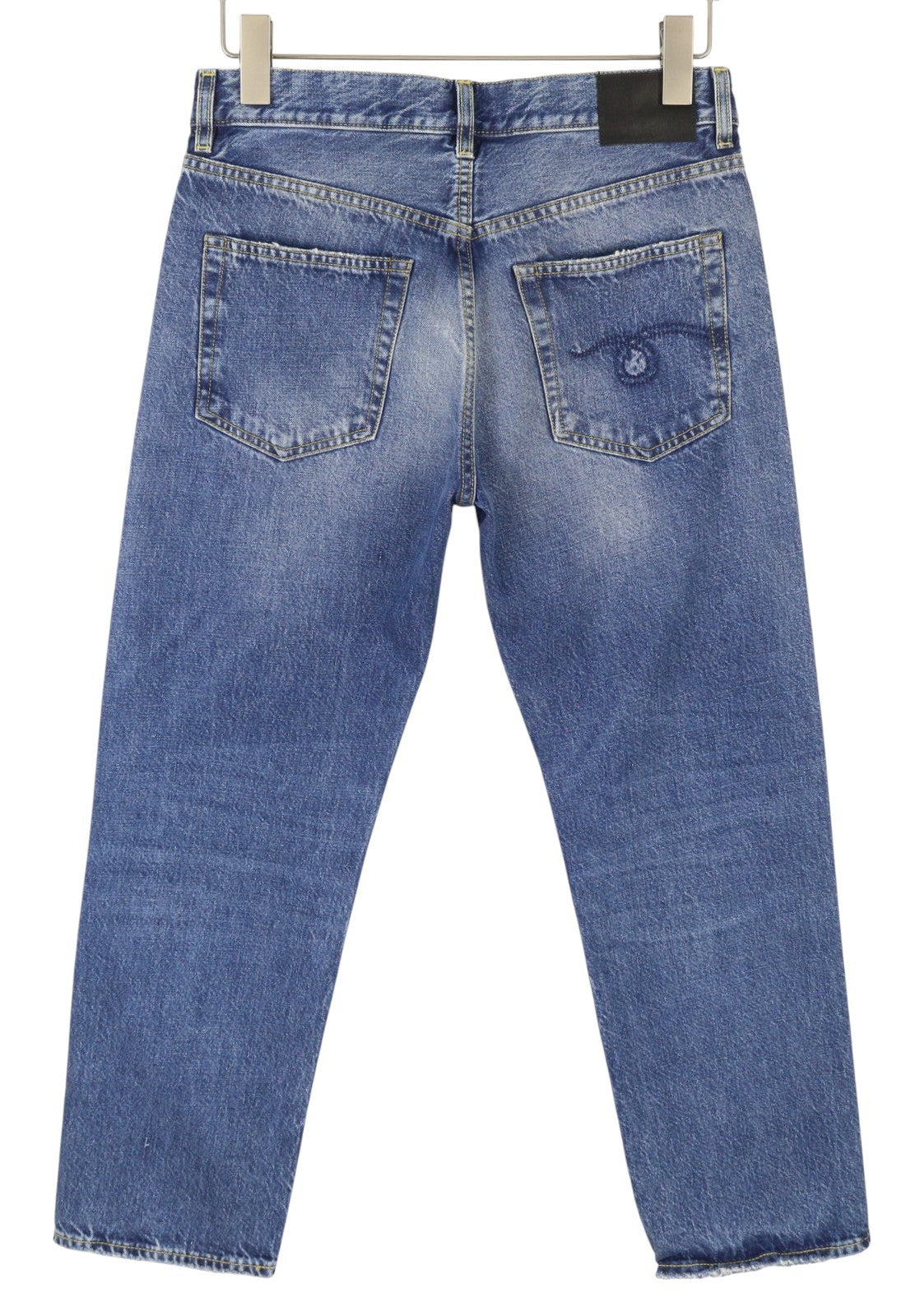 R13 Romeo moteriški džinsai, 26 Hutton mėlyni išblukinto džinso trumpi užtrauktuku, FW25, RRP799 