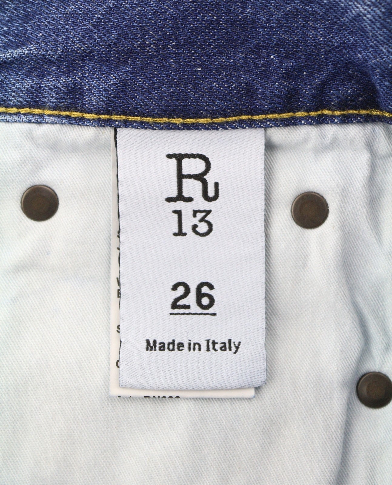 R13 Romeo moteriški džinsai, 26 Hutton mėlyni išblukinto džinso trumpi užtrauktuku, FW25, RRP799 