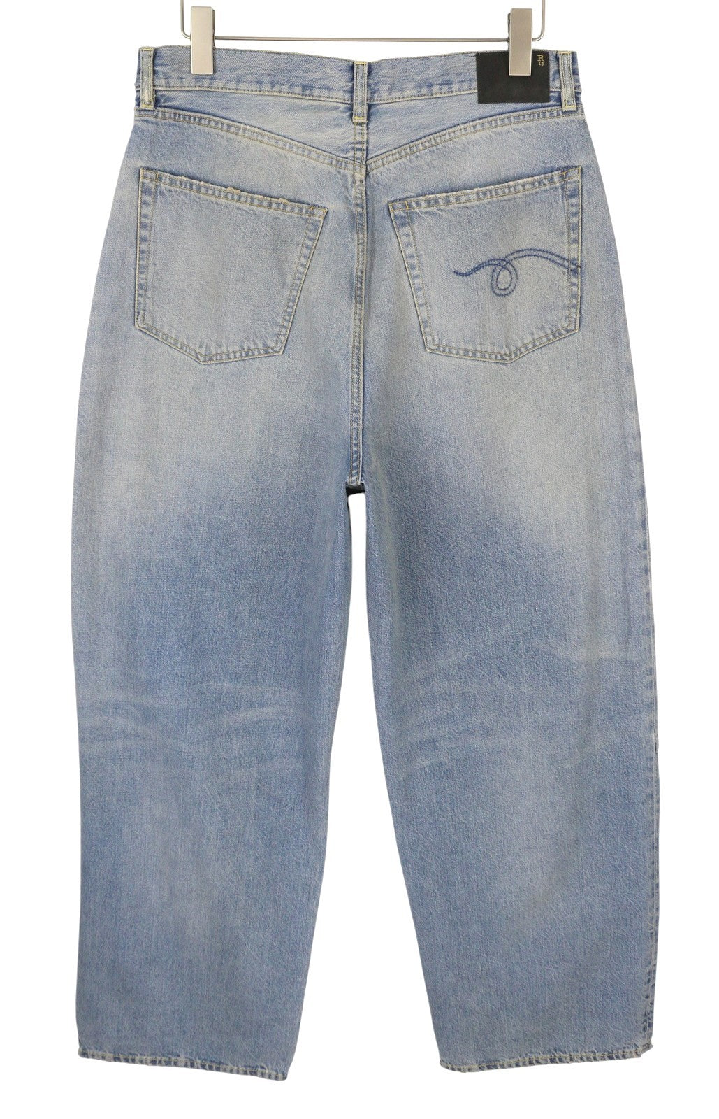 R13 Wayne Articulated Knee Men Jeans W33 Merrin Blue Faded Whiskers Pleated PF25