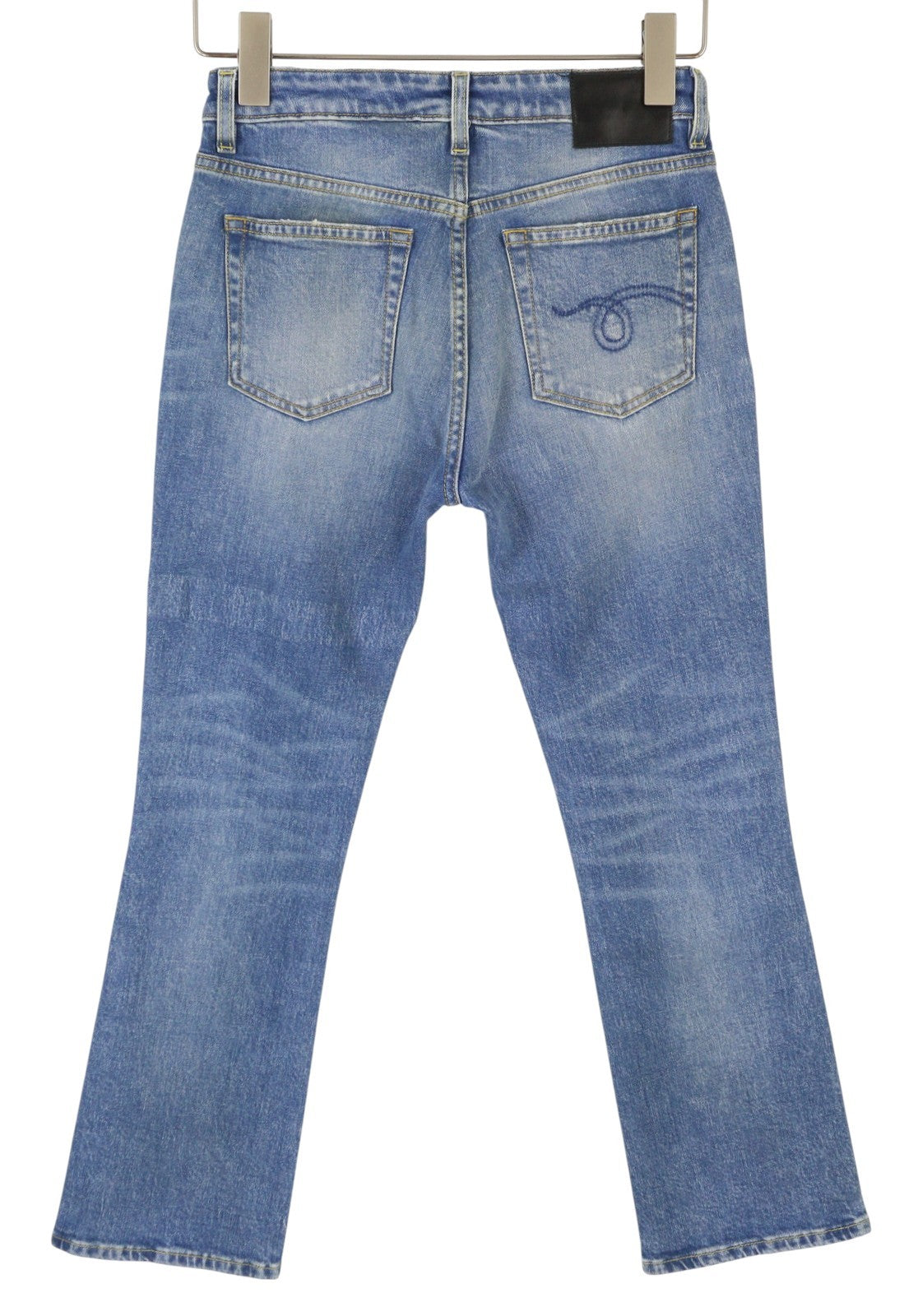 R13 Kick Fit Women Jeans 25 Jasper Stretch Flare Cropped Ankle Zip Faded Blue