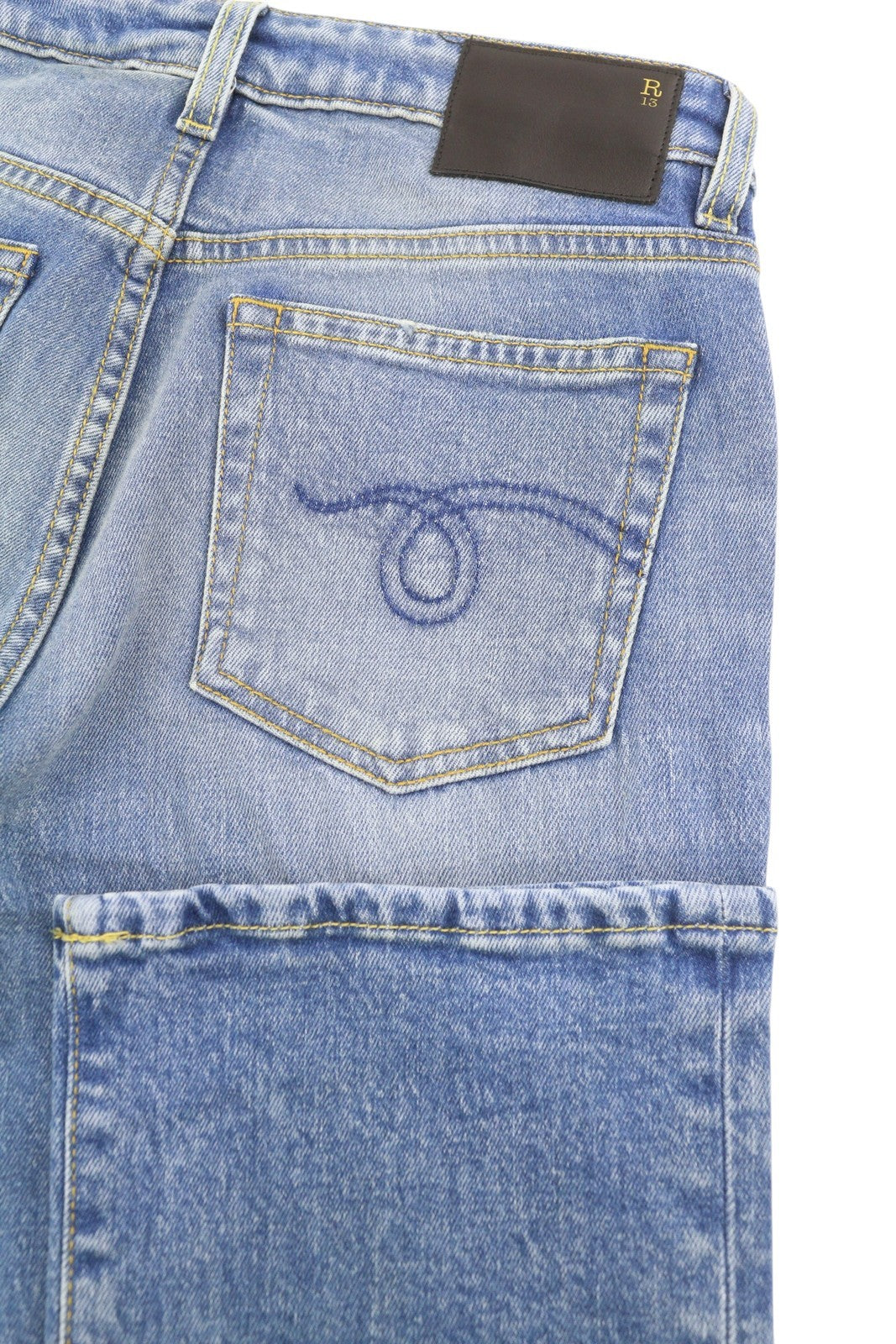 R13 Kick Fit Women Jeans 25 Jasper Stretch Flare Cropped Ankle Zip Faded Blue