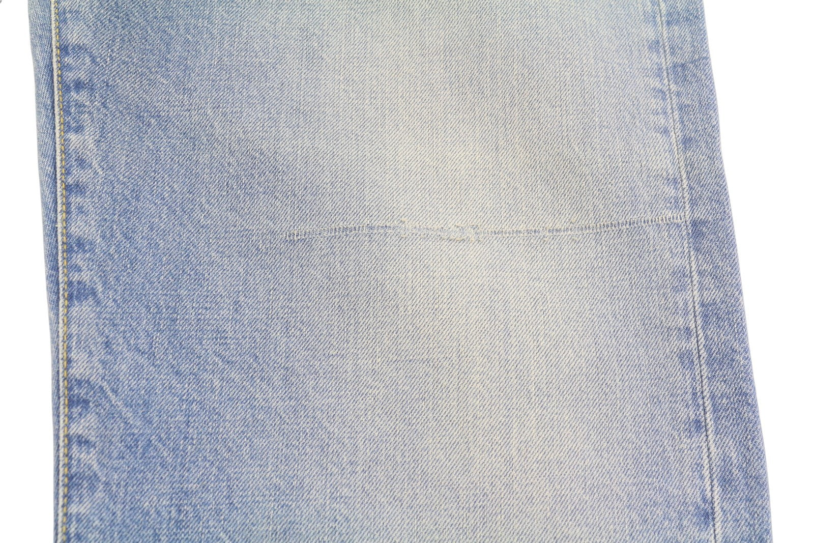 R13 X-BF moteriški džinsai, 27 „Merrin“ mėlyni ūsuoti, skalbti, žemo liemens, užtrauktuku PF25, RRP799 