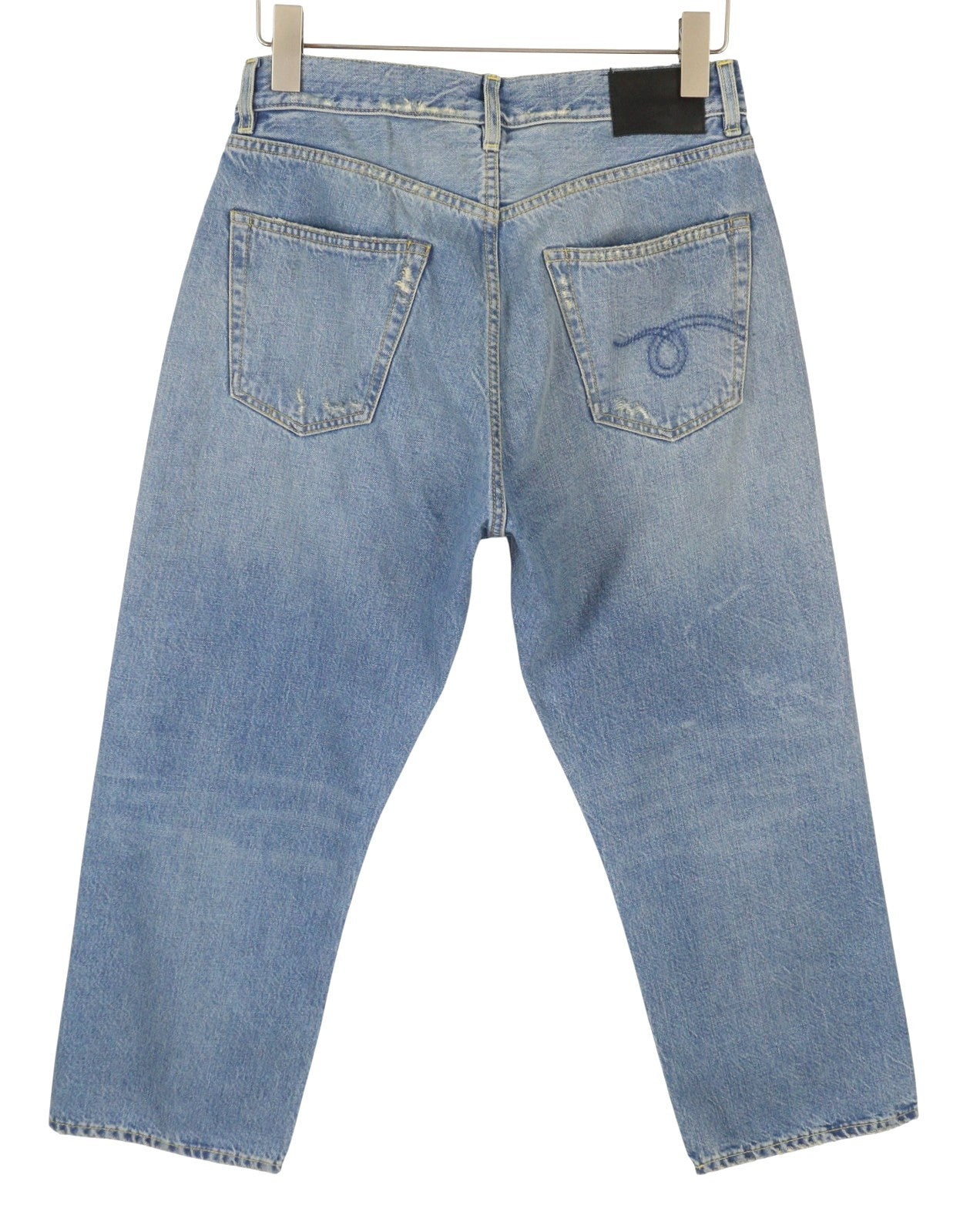 R13 X-BF Women Jeans 25 Merrin Blue Whiskers Faded Low Rise Denim PF25 RRP799