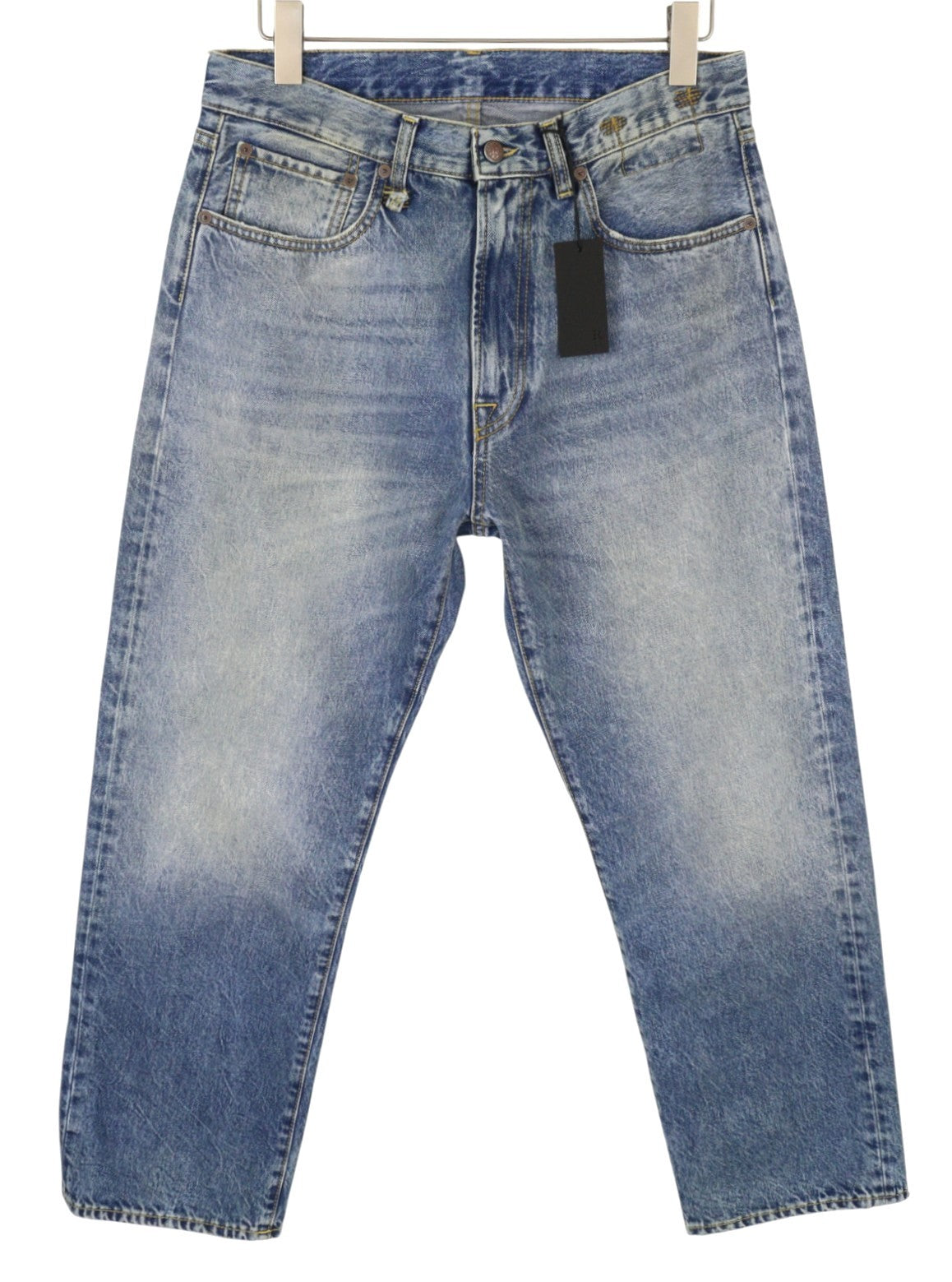 R13 Cuffed X-BF Women Jeans 32 Jasper Straight Fit Whiskers Faded Denim FW25