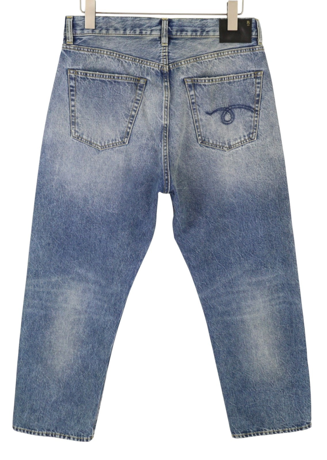 R13 Cuffed X-BF Women Jeans 32 Jasper Straight Fit Whiskers Faded Denim FW25