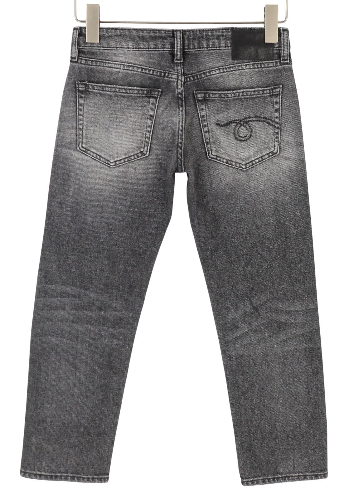 R13 Boy Straight Women Jeans 24 Vintage Grey Faded Cropped Ankle PS25 RRP599