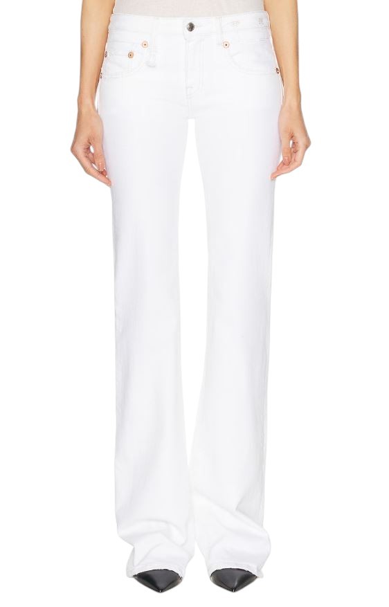 R13 Boy Flare Women Jeans 31 Aerin White Stretch Zip Fly Denim PF25 RRP599