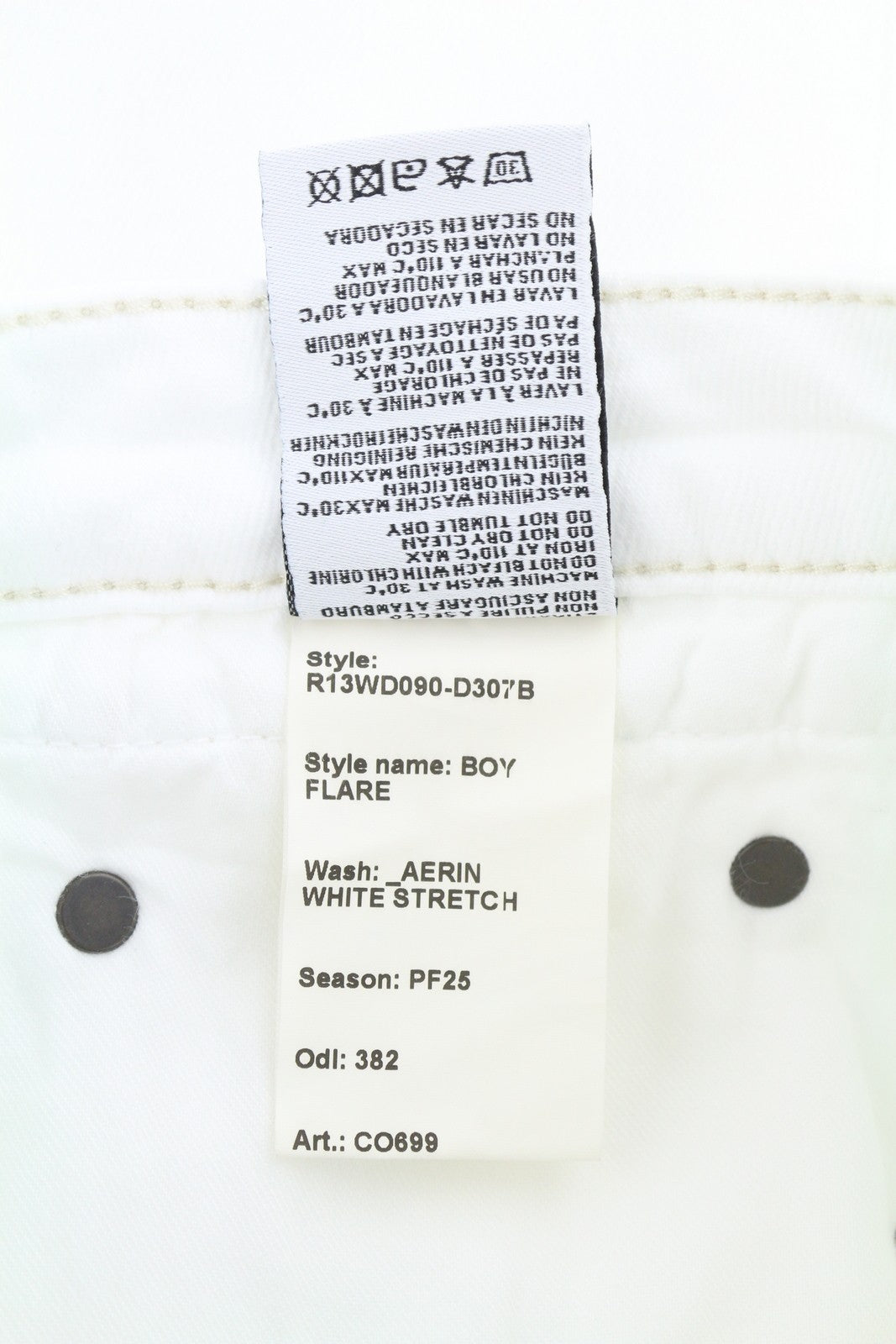 R13 Boy Flare Women Jeans 31 Aerin White Stretch Zip Fly Denim PF25 RRP599